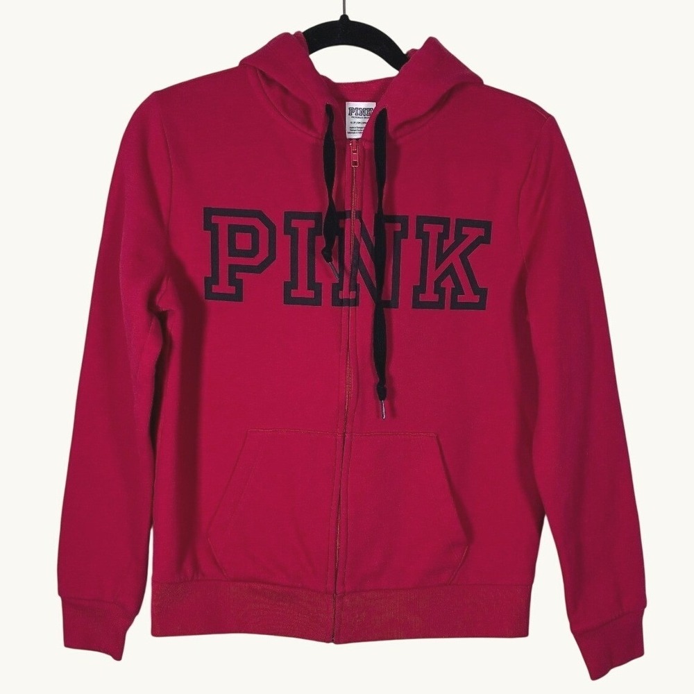 PINK Victoria's‎ Secret Everyday Lounge Full Zip Hoodie Sweatshirt SmalL STAINS